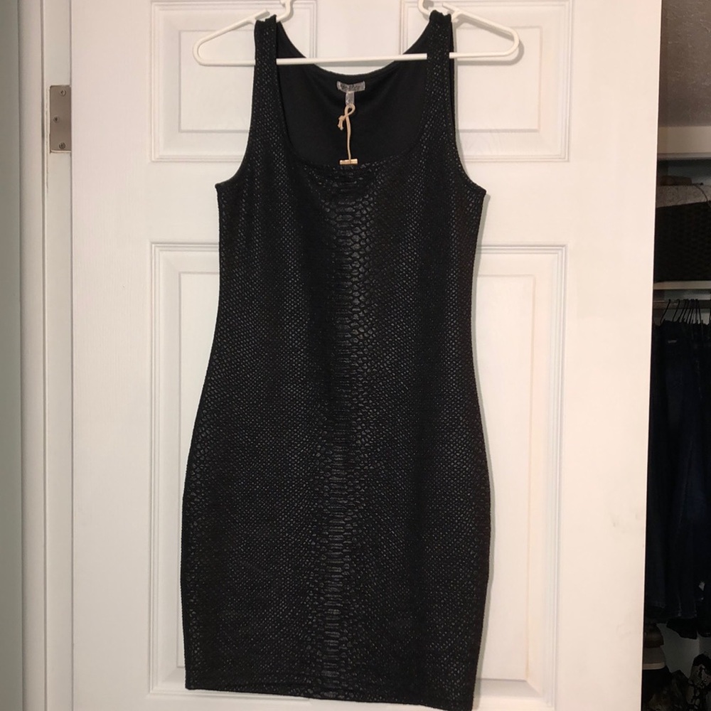 Black snakeskin bodycon dress